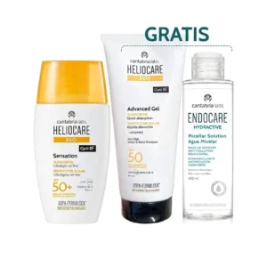 Kit heliocare sensation + heliocare advanced gel + endocare agua micelar